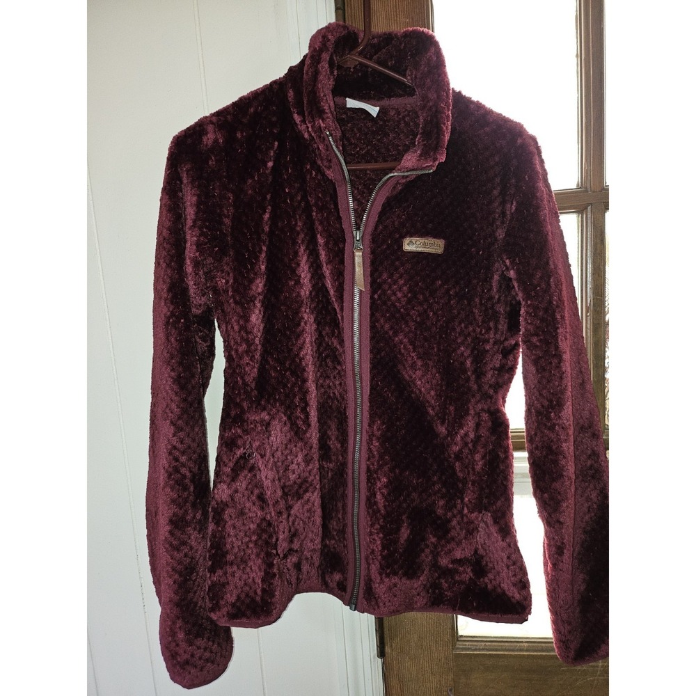 Ladies Columbia Jacket, Medium Zippered Burgundy Fleece